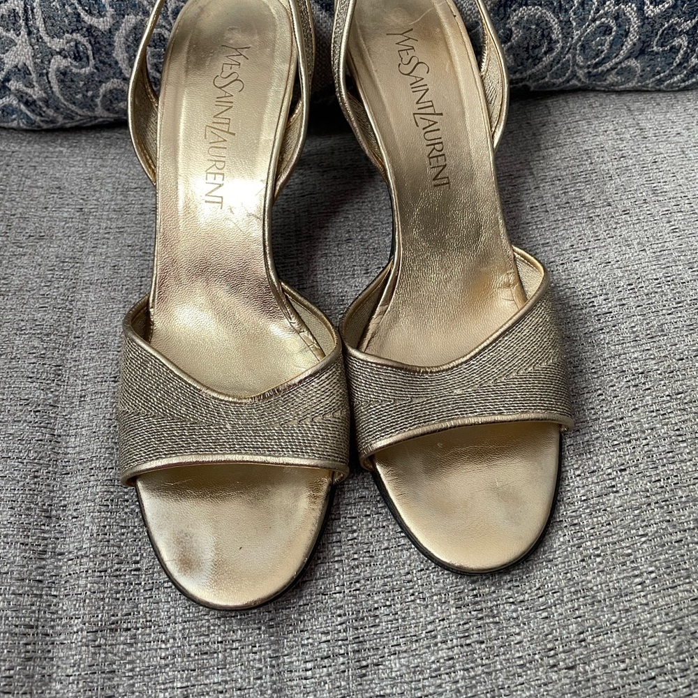 Yves Saint Laurent Gold Metallic Evening Shoes